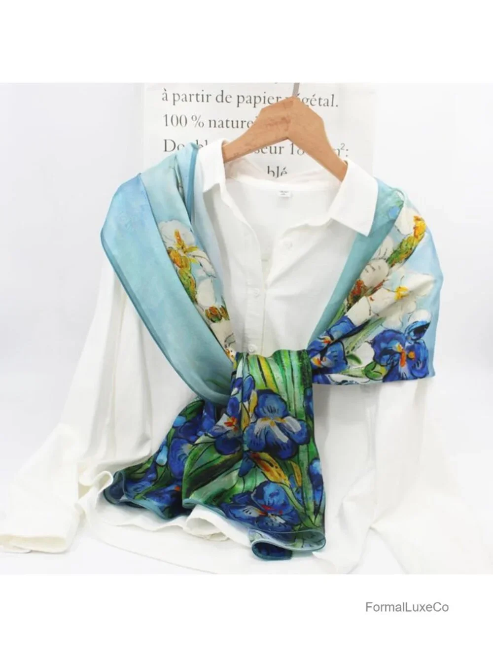 100% Silk Long Oblong Shawl Scarf Wrap Gift Packed